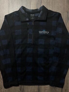 Signature Concepts Navy Black Buffalo Plaid 1/4 Zip Fleece Pull-Over